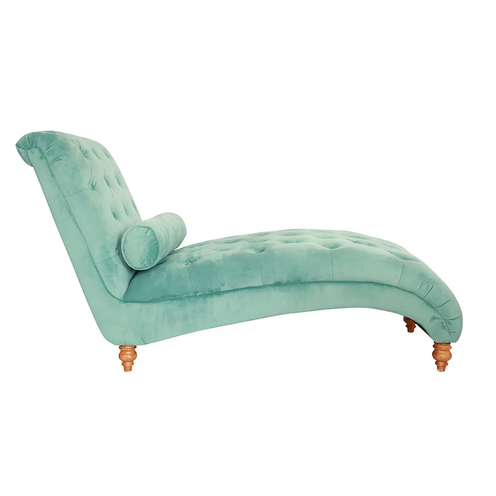 Partner Green Black Velvet Turfed Luxury Elegant Modern Wooden Legs Living Room Chair Chaise Lounge