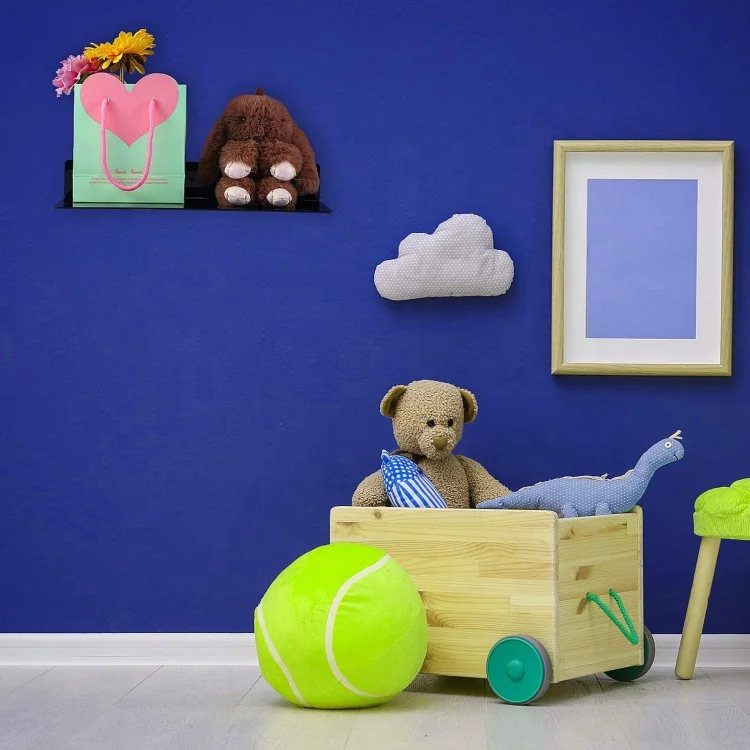 Modern and Simple Black Acrylic Wall Shelves Floating Shelves Kids Bookshelf with Holes for Home