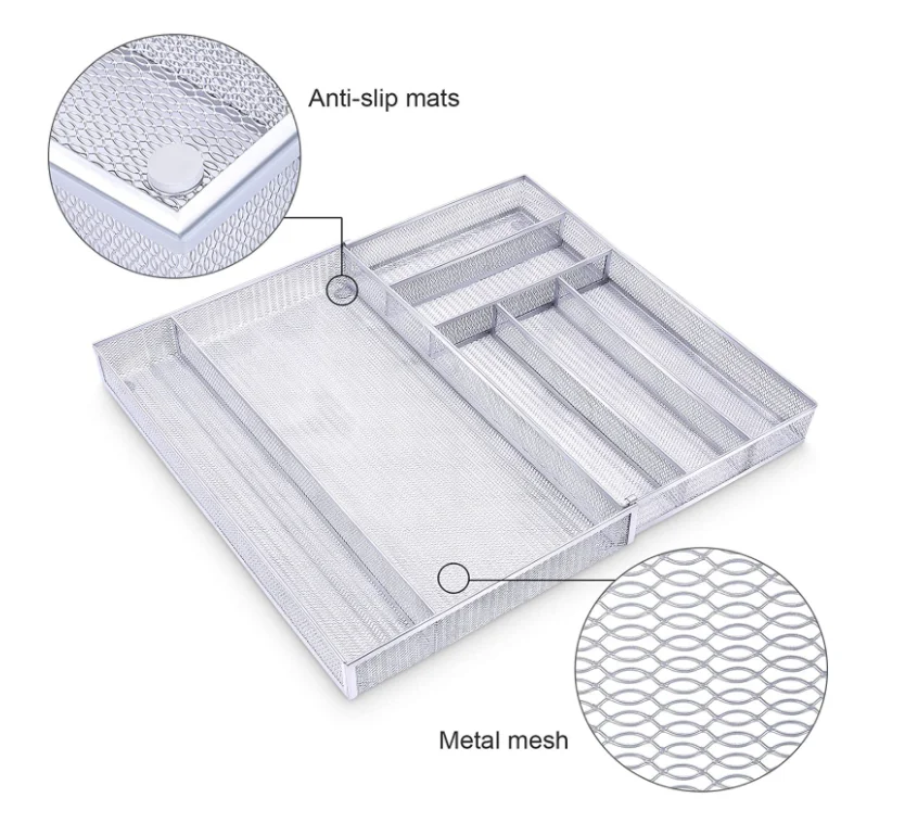 Metal Desk Organizer Stationery Tray Desk Stationery Drawer Organizer for Neatly Containing Pens Paper Clips Scissors Note Pads