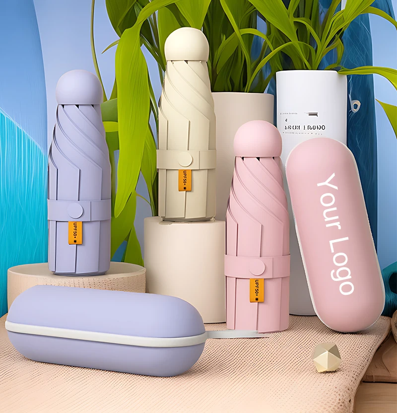 Cute Colorful Travel Folding Small Capsule Pocket Kids Mini Outdoor Umbrellas With Logo