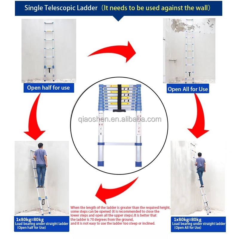Easy Store 1.4m Blue Telescopic Ladder New Climbing Tool Stand Ladders