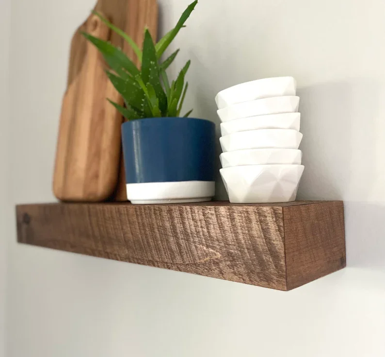 Hot Sales Solid Oak Wall Floating Shelves Decorative Heavy Duty Wall Storage Modern Rustic Floating Shelves