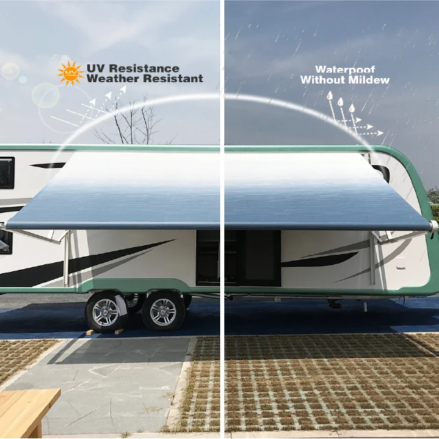Awnlux Motorized Electric Roll Out Motorhome Trailer RV Caravan Camper Van Side Awning with LED Strip
