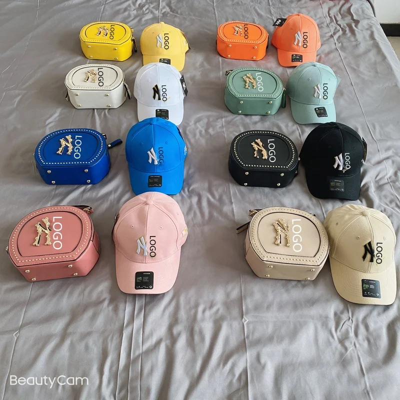 
2021 Stock Quick Shipping Latest Women n hats and bag set hand bags and hats Pu Y hat and purse set 