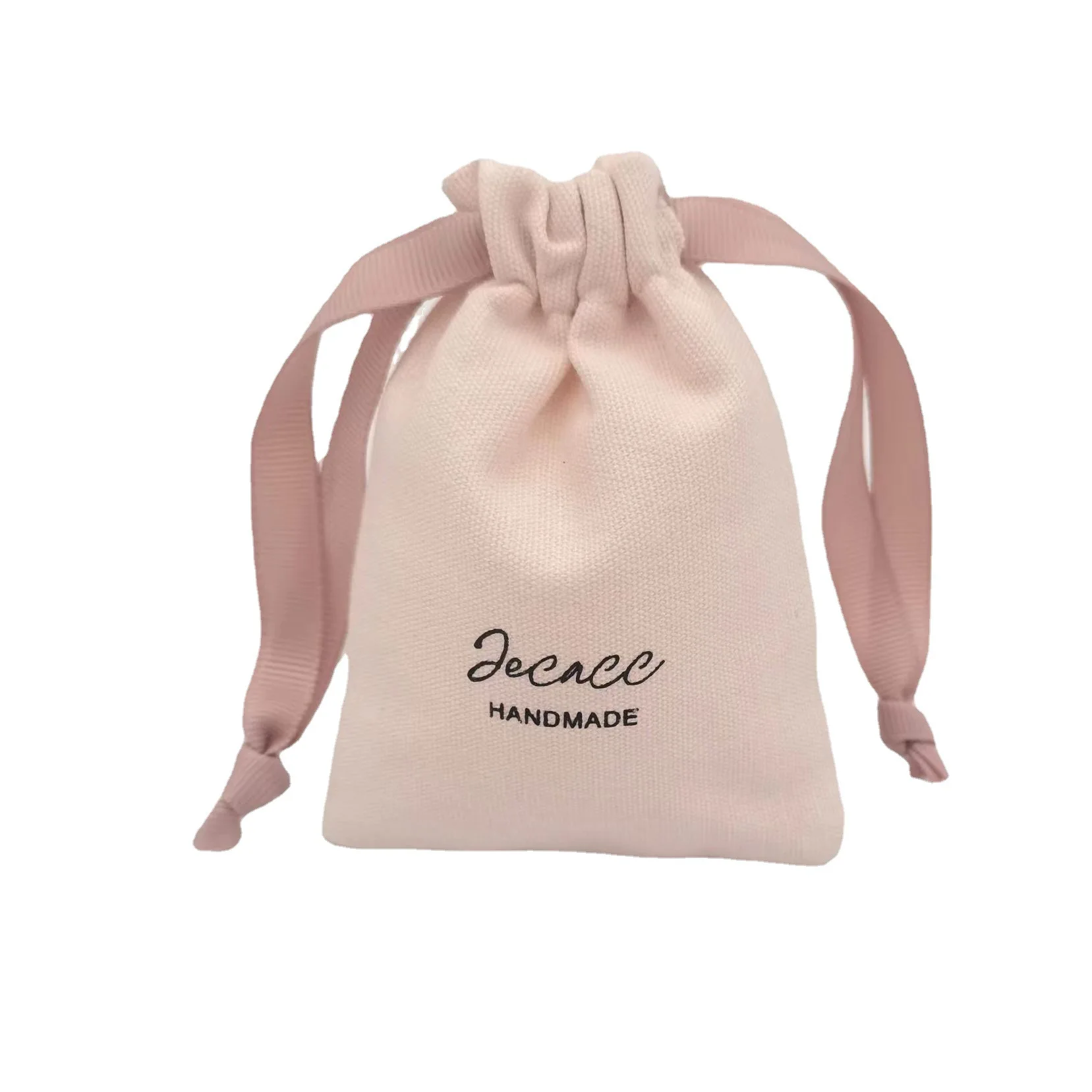 wholesale factory pink fabric Canvas Printed Cotton Linen Drawstring Bags Packaging Custom Logo Draw String Bagh