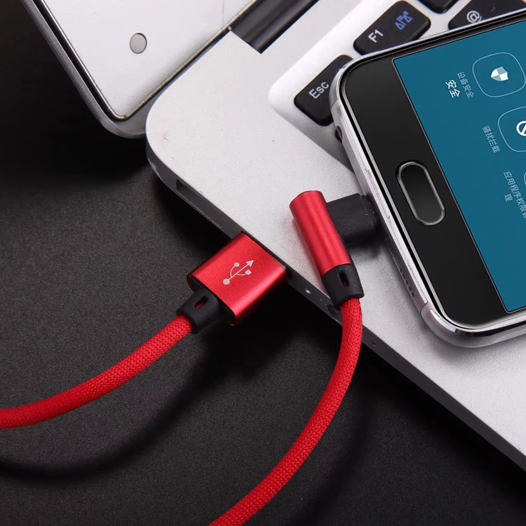 30cm  short single Bend cloth braided USB Cable For iPhone 11 12 13 pro max mini x 8 short 90 Degree Fast Charging Charger cable