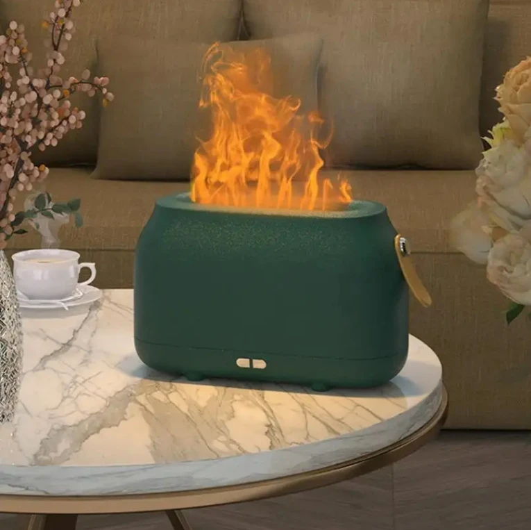 Desktop Simulation Flame Aroma Air Humidifier Lamp Wireless 180ml  Diffuser Essential Oil Aroma Diffuser for household