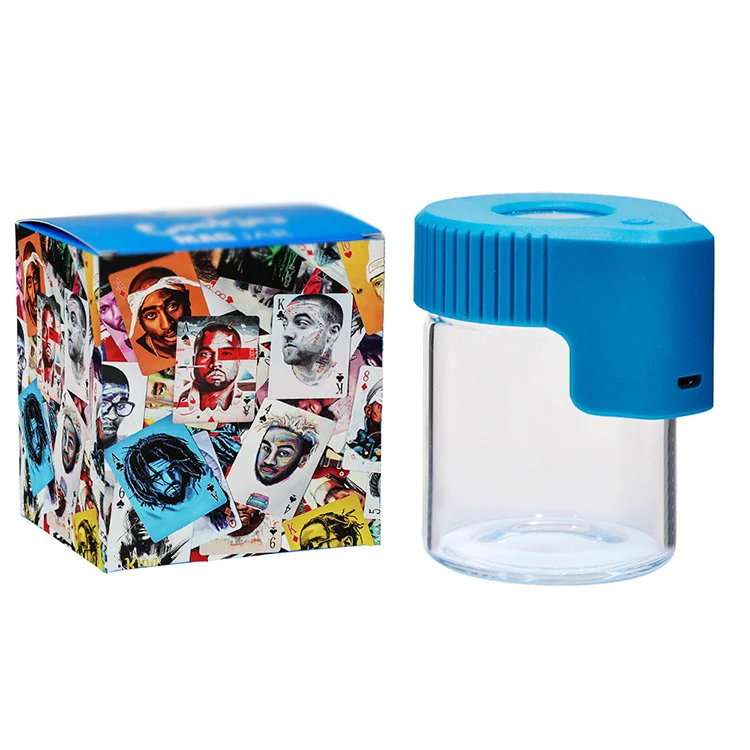 Amazon Hot Sale Air Tight Storage Jar Herb Stash Container Led Magnifying Mag Glass Weed Jar