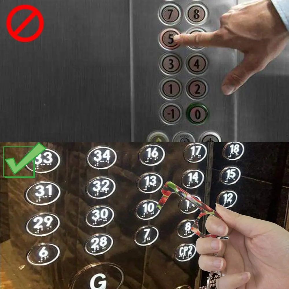 Press Elevator Tool No-touch Door Opener Hygiene Hand Antimicrobial Acrylic Safety Door Handle Touch Key Tool