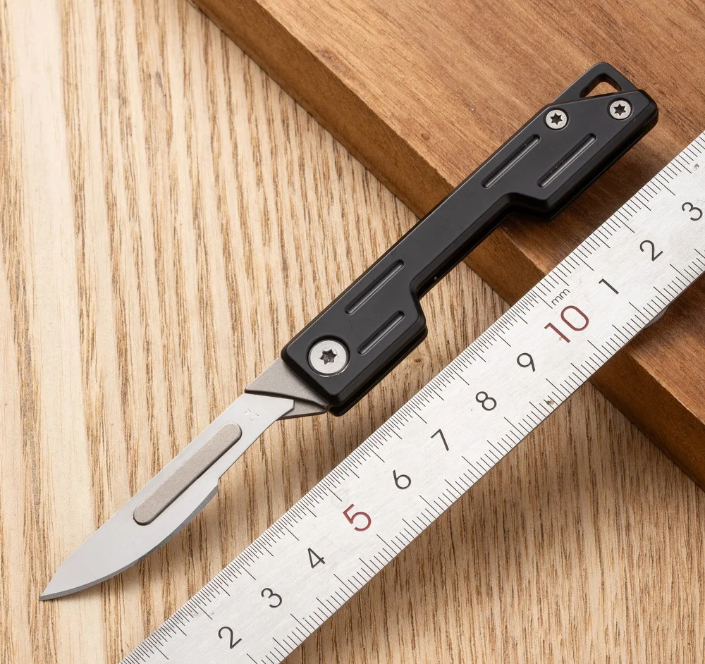MINI Pocket Knife #24 10pcs Replaceable Blade Stainless Steel Handle Utility Edc Keychain Knives Compact Slim Unboxing knife