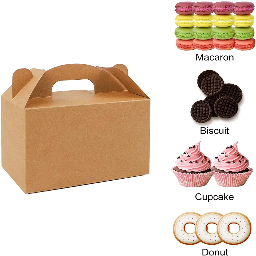 Cupcake Bread Dessert Packing Paper Gift Boxes Food Cardboard Food Package Cake Box with handle