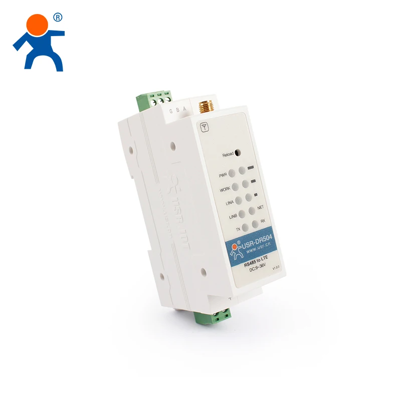 USR-DR504-G Global DIN-Rail Serial to 4G LTE Modem with SMS/ Modbus RTU to TCP/ AT command