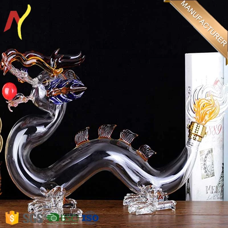 Hot!!! Luxurious Animal Shaped Dragon Shaped Clear Glass  Liquor Wine Bottles Whiskey Decanter Custom Logo OEM
