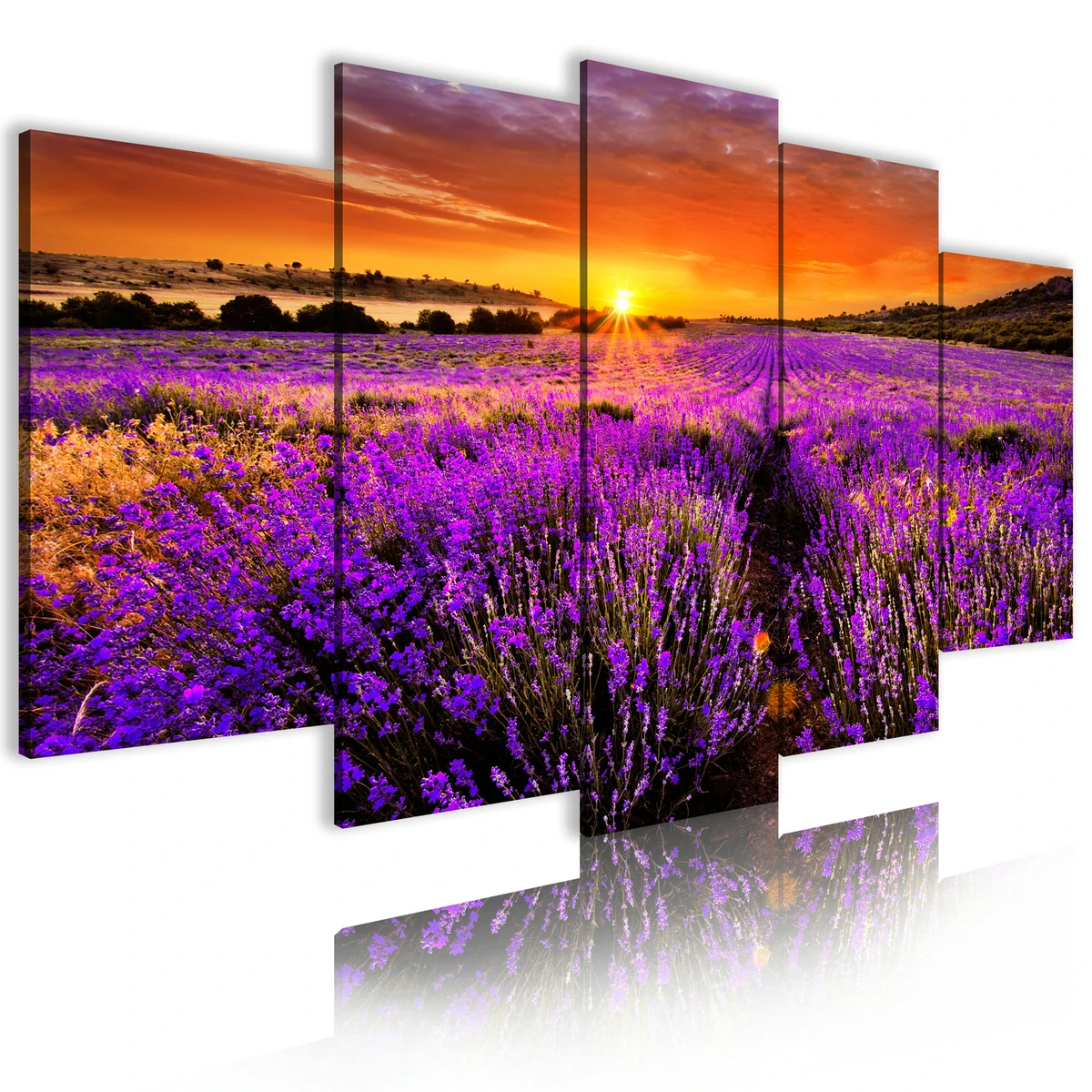 Art Wall Picture Home Decoration Waterfall Scenery Modern Living Room Beach 5 Panel Canvas Oil Painting