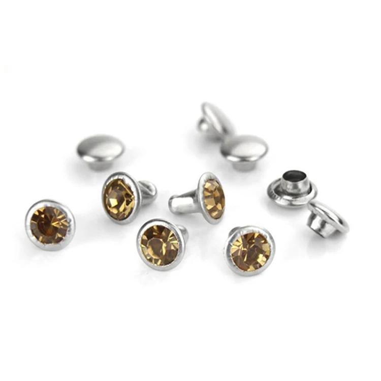 Wholesale rhinestone rivets brass crystal rivet for leather