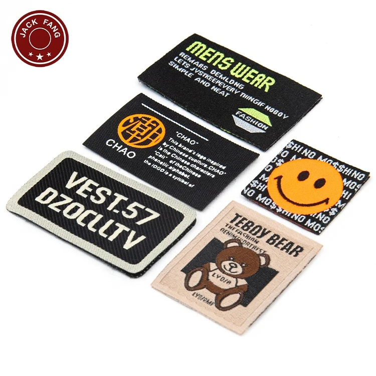 Factory Price Damask Satin Brand Tags Logo Tag Etiquette Personalise Orange Embossed Satin Soft Neck Tag Labels Woven Label