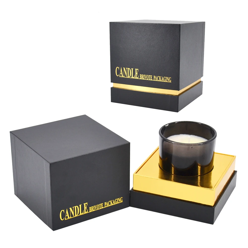 Wholesale Custom empty paper box for candle jar luxury 2 piece scented candles gift box set packaging with ribbon decorative