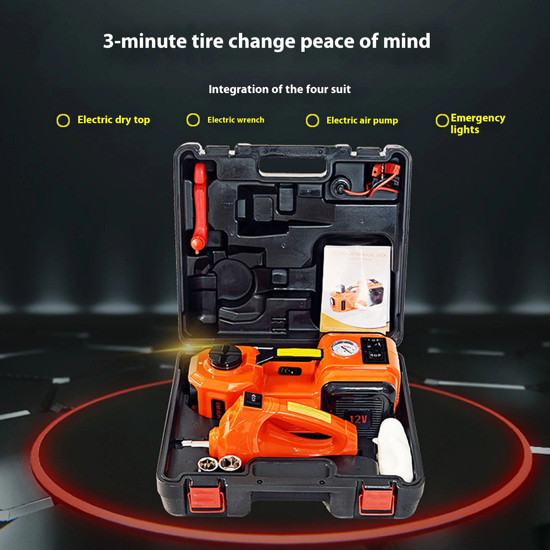 Multifunctional Vehicle Hydraulic Jack and Air Pump Electric Wrench Tool Sets