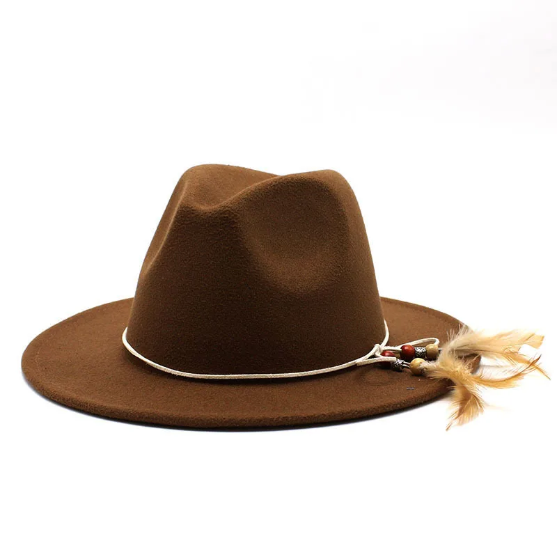 Custom blank fedora hats 60 color available brown felts fedora hats with feather