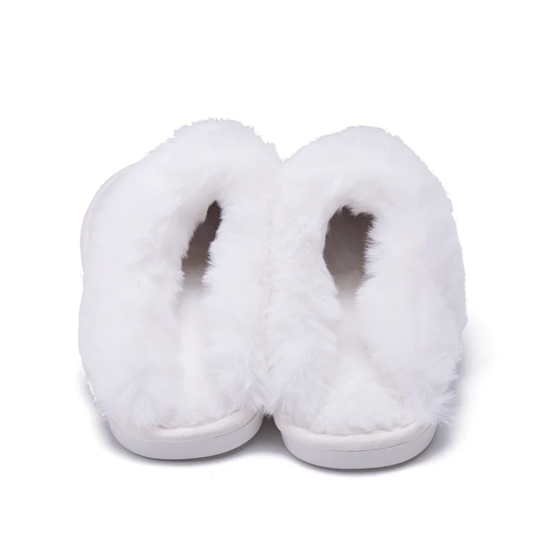 2024 Custom Logo Simple Casual Winter Warm Shoes Home Indoor Non-Slip Closed Toe Slippers White Shoes Men