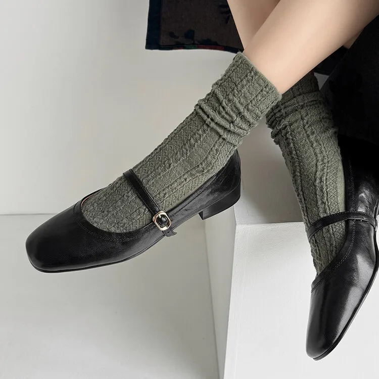 XINZI RAIN High Quality Ladies Mary Jane Shoes Custom Logo Comfortable Genuine Leather 2.5cm Low Heel Women Ballet Flat Shoes