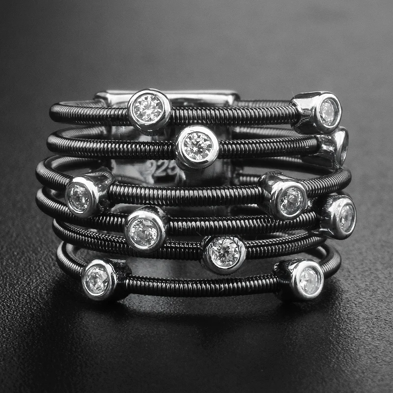 hot western jewelry sterling 925 silver 5a 8a cubic zirconia ring women trend tubogas jewellery 18k gold plated italy rope rings