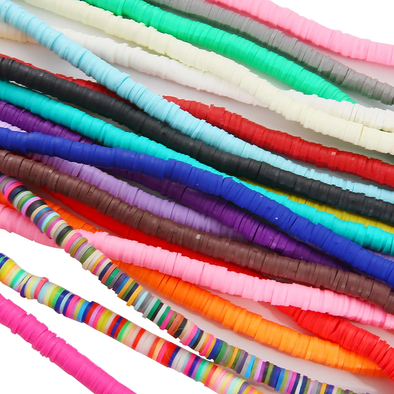  350Pcs 6mm Flat Round Color Polymer Clay Beads Slices for Girls Bracelet Making Diy Necklace&Earrings Accessories