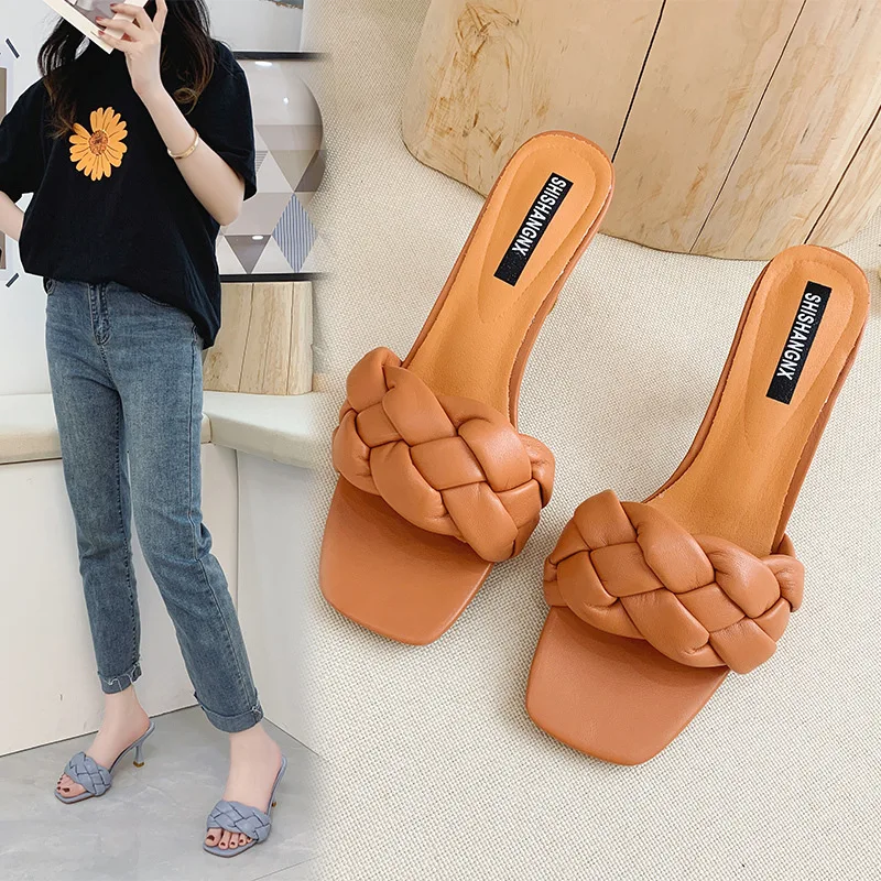 
Comfortable Fabric Ladies High Heels Women Shoes Slippers Sandals Heel Sandals 