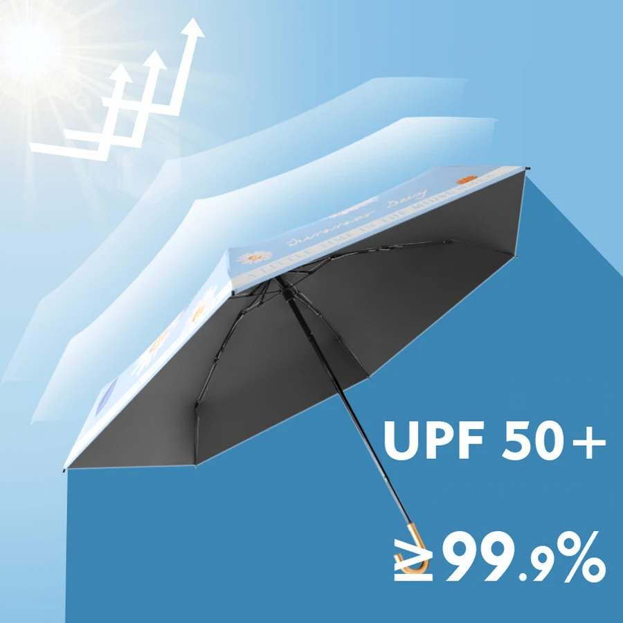 Creative Ultra Light Gold Hook 190T Umbrella With Black Coating Sunshade Umbrella Pocket Capsule Umbrella