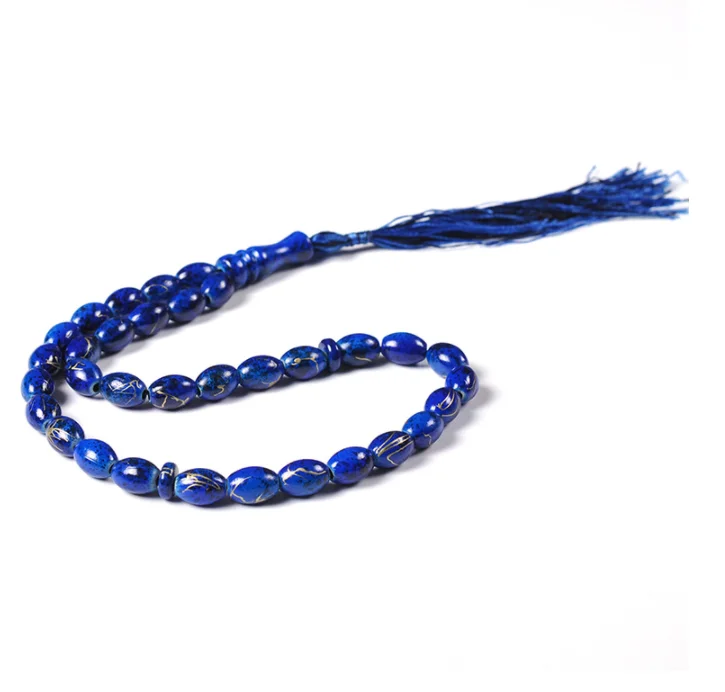 33 Pcs Wholesale Blue Islamic Allah Sapphire Muslim Prayer Beads Rosary Bead