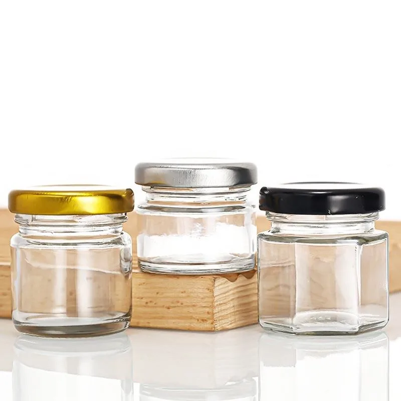 1OZ 1.5OZ Hexagonal and Round Glass Jars for Caviar and Honey with Twist-off Lid