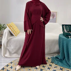 wholesale  Muslim Modest Kimono Fashion Plus size Dubai Maxi Abaya 3pcs set Turkish Dresses Islamic clothing