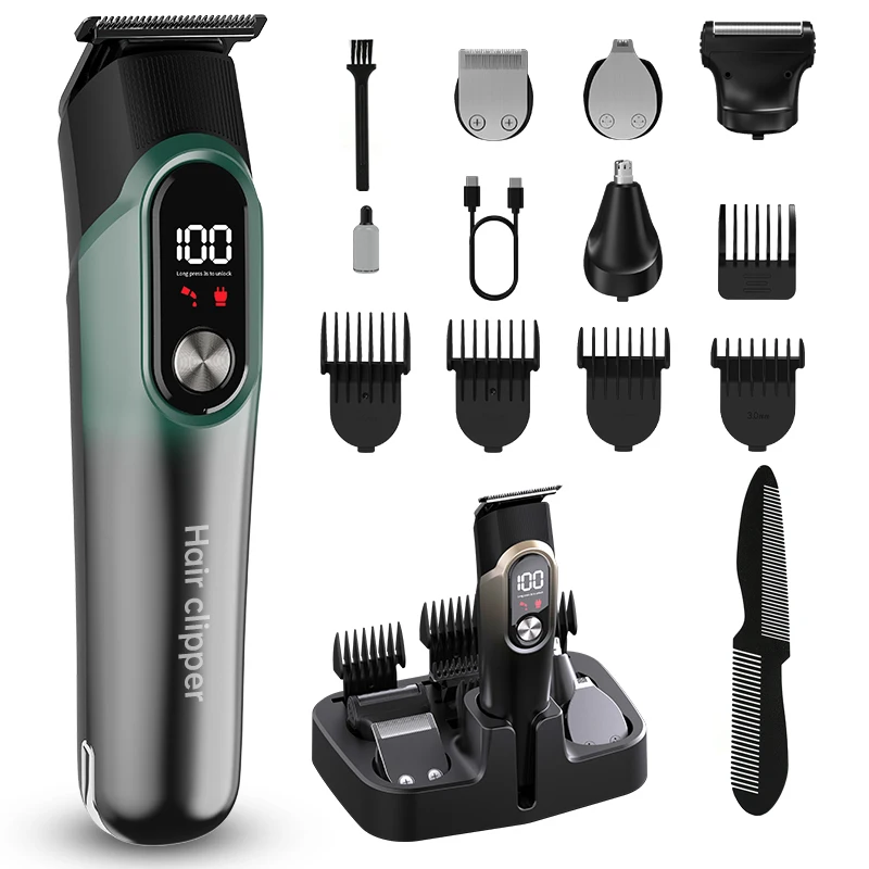 Professional Barber Hair Trimmer Cordless Rechargeable Electric Clippers With USB Power High Cut Machine
