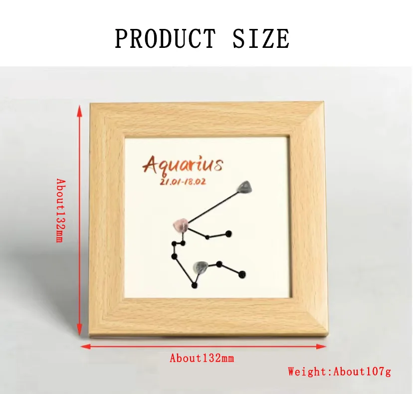 Wholesale Natural Crystals Healing Twelve Constellations Wooden Photo Frame Crystal Painting