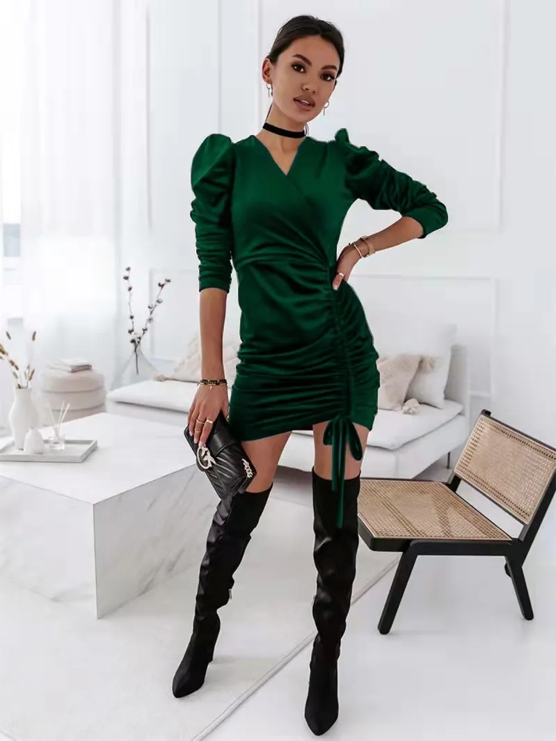 Stylish Sexy Classy Dress New Arrival Turkey Dresses  Velvet Fabric Long Sleeve Elegant Casual Dresses Ladies