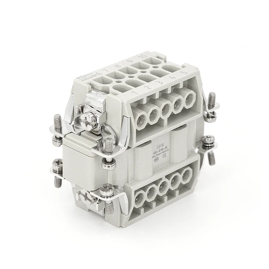 HE Series Male Female Inserts 16A 10 Pin Heavy  Duty Power Rectangular Connector Industrial Electrical Connectors