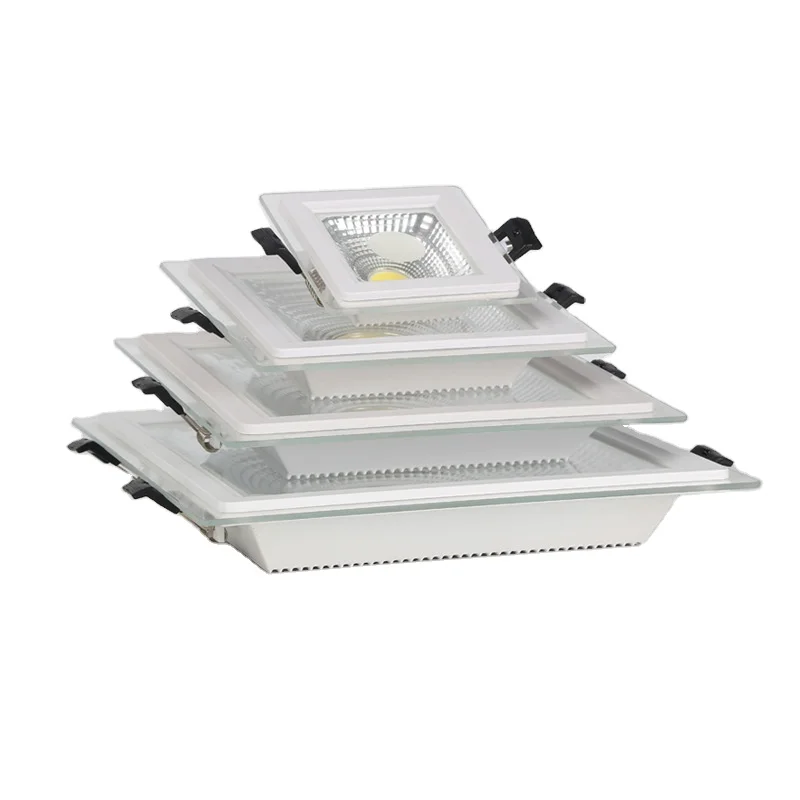 High Lumen COB  Panel Light Aluminum Down Lamp Square Glass Panel Cover Recessed Slim LED Frameless Panel Light