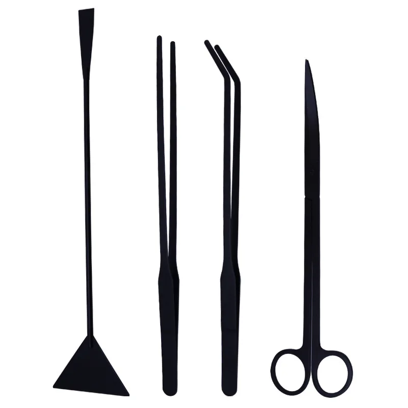 Wholesale High Quality Aquatic Tool Set 4 In 1 Stainless Steel Algae Scraper Aquarium Plant Scissors for Fish Tank