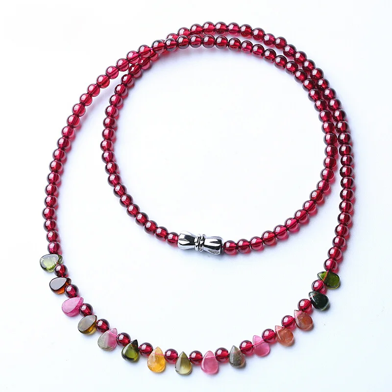 hot sale Natural wine red garnet beads necklace tourmaline drop shape necklace Holiday gifts