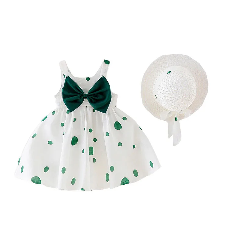 Wholesale girl party dress sweetheart big bow suit with hat latest baby clothing