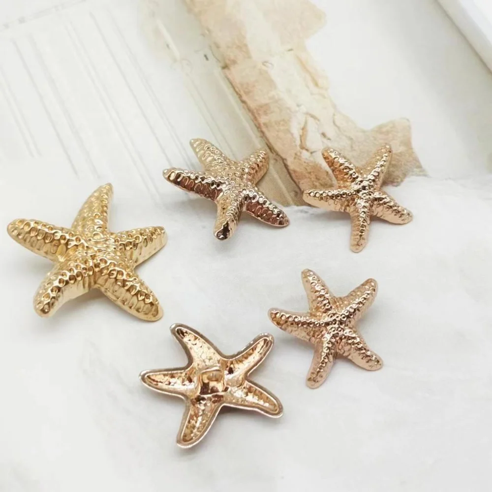 19 мм 25 30 в наличии простая Золотая Морская звезда украшение из сплава с пуговицей для одежды оптом