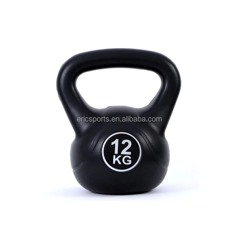 Home Fitness Equipment Adjustable 2-12 KG Kettlebell Black Sand Filled Plastic Cement kettlebell