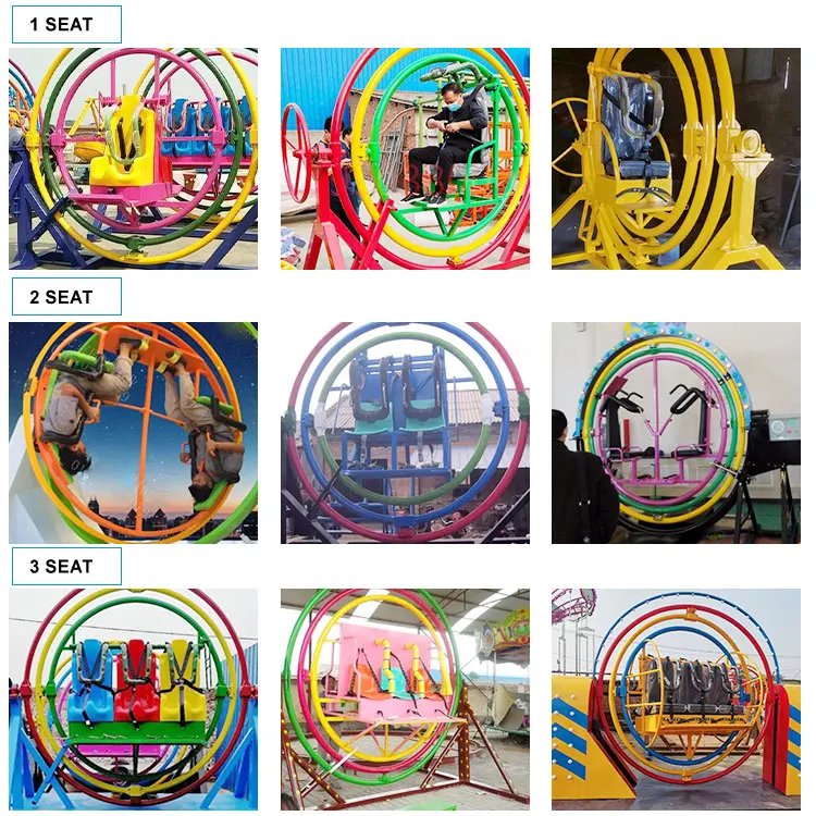 China manufacture 2024  New Amusement Extreme Outdoor Electric Gyro 3D Space Ball Ring Loop Human Gyroscope Rides