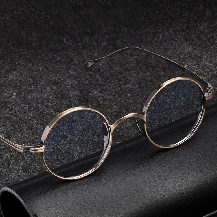Shenzhen Retro High Quality Titanium Round Eyeglasses Eyewear Memory Titanium Chunky Round Optical Frame Spectacle Eye Glasses