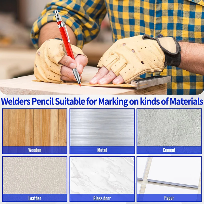 Built in Sharpener Welders Pencil  Welding Markers for Metal Pipe Fitter Welder Steel Construction Fabrication Woodworking