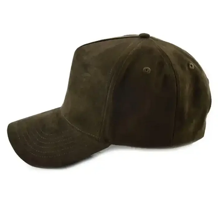 Custom Suede Peak 5 Panel Plain Black Structured Baseball Cap