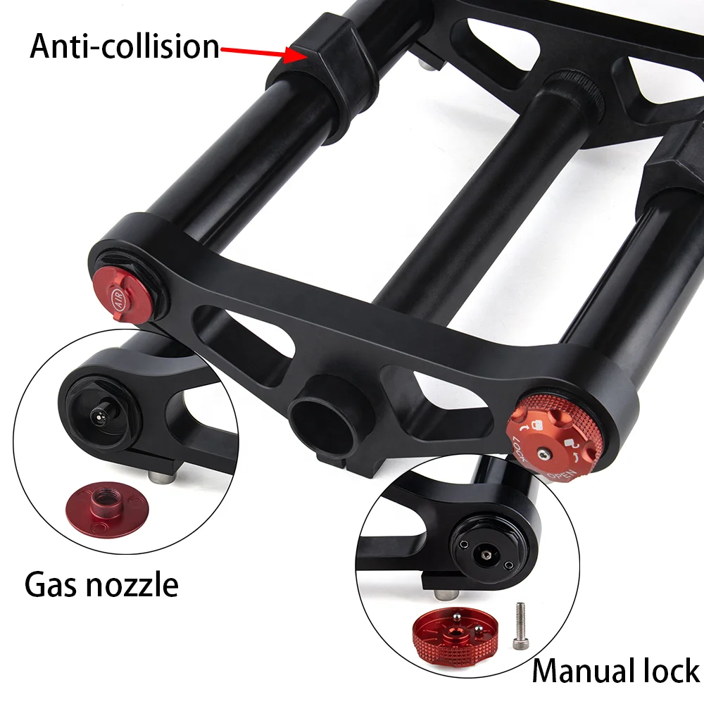 Double Shoulder Qr Beach Snow Bike Fork 26*4.0inch / 20*4.0 inch 130mm Travel Air Suspension MTB E-bike Front Fork