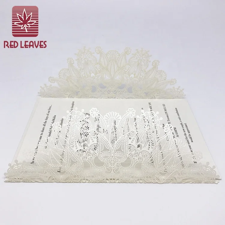 Vintage Wedding Invitations Cards with Laser Cut lace Flower for Bridal Shower,Engagement,Anniversary or other Event Ideas