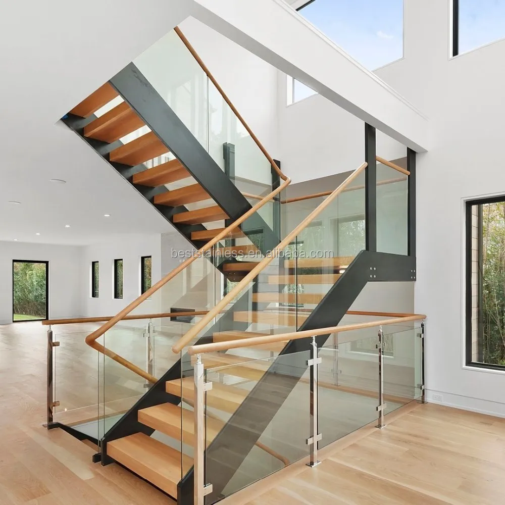 Prima Prefabricated Modern Luxury Indoor Floating Stairs Customized Stringer Straight Staircase Design