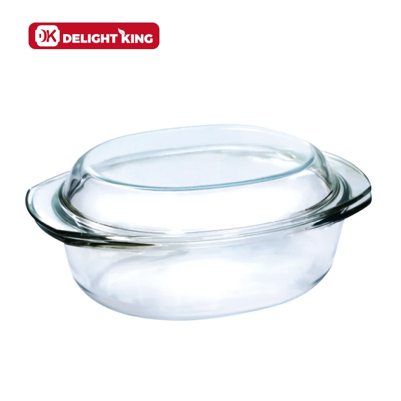Oval Heat Resistant Glass Microwave Pot Lid/Glass Cooking Pot/Clear Borosilicate Glass